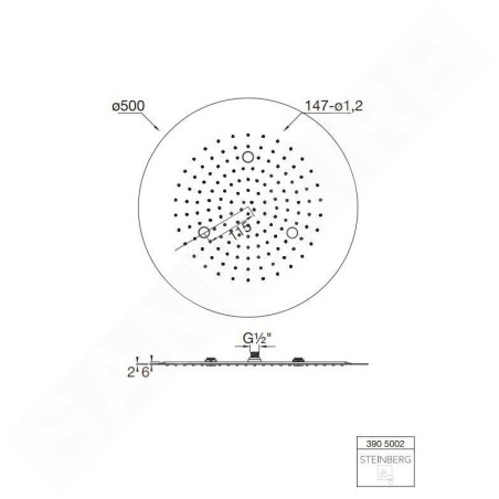 Steinberg 390 - Douche de tête, diamètre 500 mm, inox 390 5002