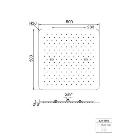 Steinberg 390 - Douche de tête, 500x500mm, inox brossé 390 5503