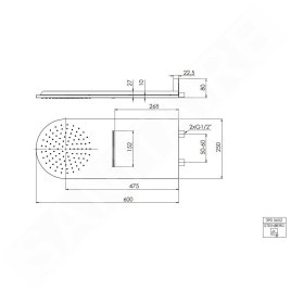 Steinberg 390 - Douche de tête 600x250 mm, 2 jet, inox 390 5652
