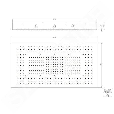 Steinberg 390 - Douche de tête, 1220x620 mm, 3 jets, inox 390 6031