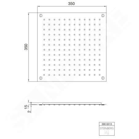 Steinberg 390 - Douche de tête, 350x350 mm, inox brossé 390 6313