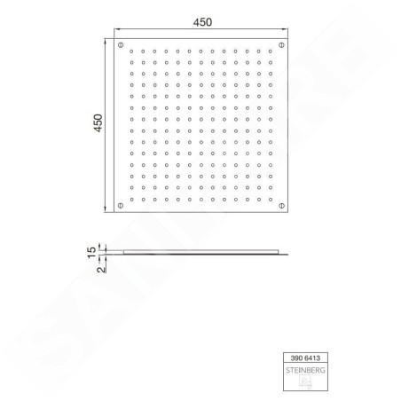 Steinberg 390 - Douche de tête, 450x450 mm, inox brossé 390 6413