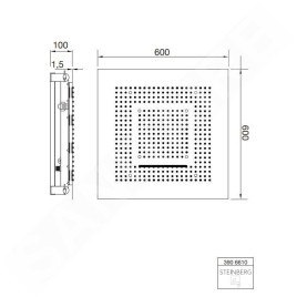 Steinberg 390 - Douche de tête 600x600 mm, 3 jets, inox 390 6610