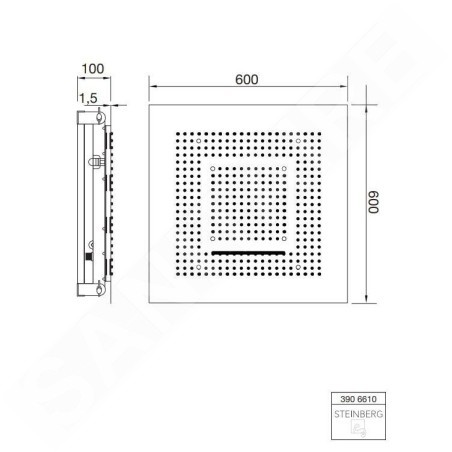 Steinberg 390 - Douche de tête 600x600 mm, 3 jets, inox 390 6610