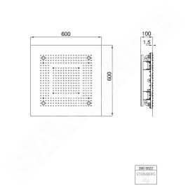 Steinberg 390 - Douche de tête, 600x600mm, 2 jets, éclairage LED, inox 390 6622