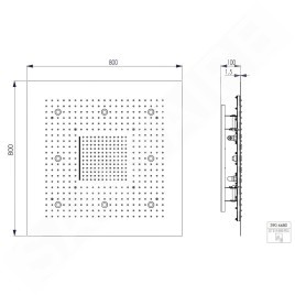 Steinberg 390 - Douche de tête, 800x800 mm, 3 jets, éclairage LED, inox 390 6680
