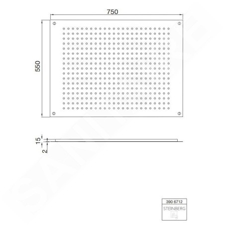 Steinberg 390 - Douche de tête, 550x750 mm, inox 390 6712