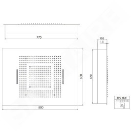 Steinberg 390 - Douche de tête 600x800 mm, 3 jets, inox 390 6831