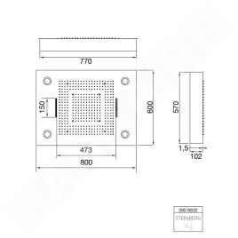 Steinberg 390 - Douche de tête, 600x800 mm, 3 jets, éclairage LED, inox 390 6832