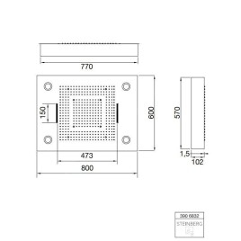 Steinberg 390 - Douche de tête, 600x800 mm, 3 jets, éclairage LED, noir 390 6832 S