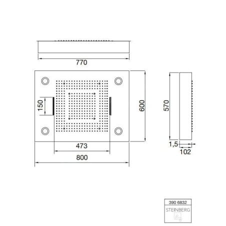 Steinberg 390 - Douche de tête, 600x800 mm, 3 jets, éclairage LED, noir 390 6832 S