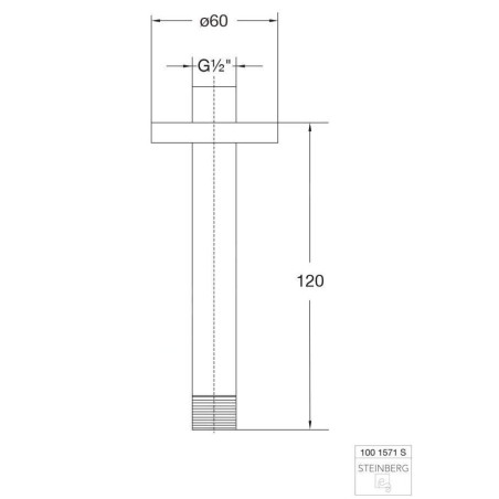 Steinberg 100 - Bras de douche de plafond, 120 mm, nickel brossé 100 1571 BN