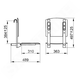 Keuco Plan Care - Siège de douche 31x36 cm, support de dos, noir/chrome 34981010037