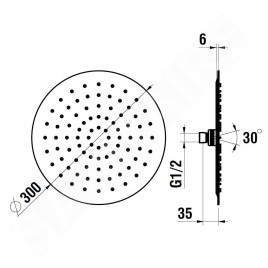 Laufen Accessoires de douche - Douche de tête, diamètre 30 cm, noir mat H3679810812321