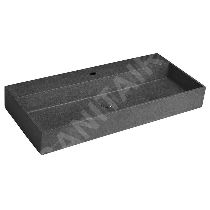 Sapho Quadrado - Lavabo à poser 960x440 mm, avec un trou pour robinet, granite noir AR466 Sapho Quadrado - Lavabo à poser 960x440 mm, avec un trou pour robinet, granite noir AR466