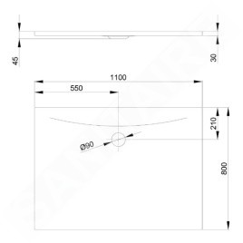 Bette Floor Side - Receveur de douche 110x80 cm, pergamon 3374-001