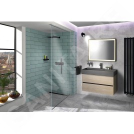 Sapho Quadrado - Lavabo à poser 960x440 mm, avec un trou pour robinet, granite noir AR466