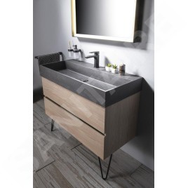 Sapho Quadrado - Lavabo à poser 960x440 mm, avec un trou pour robinet, granite noir AR466