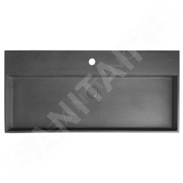 Sapho Quadrado - Lavabo à poser 960x440 mm, avec un trou pour robinet, granite noir AR466