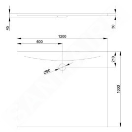 Bette Floor Side - Receveur de douche 120x100 cm, silver 3383-410