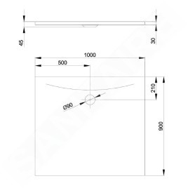 Bette Floor Side - Receveur de douche 100x90 cm, Anti-Slip Pro, pergamon 3385-001AE
