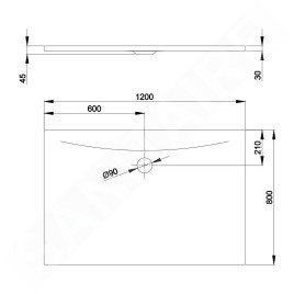 Bette Floor Side - Receveur de douche 120x80 cm, pergamon 3387-001