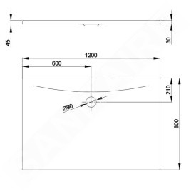 Bette Floor Side - Receveur de douche 120x80 mm, Anti-Slip Pro, ebano 3387-434AE