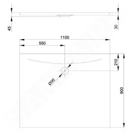 Bette Floor Side - Receveur de douche 110x90 cm, Anti-Slip Pro, ebano 3396-434AE
