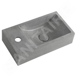 Sapho Small - Lave-mains 400x220 mm, sans trop-plein, un trou de robinetterie à droite, granite noir AR403
