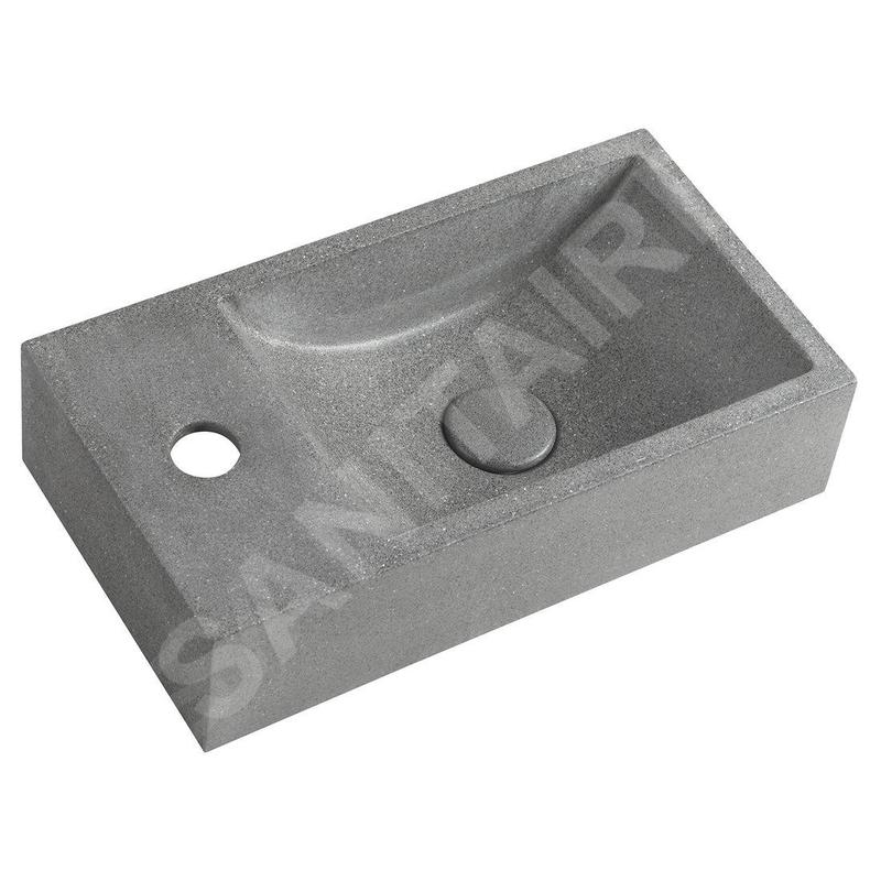 Sapho Small - Lave-mains 400x220 mm, sans trop-plein, un trou de robinetterie à droite, granite noir AR403
