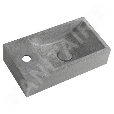 Sapho Small - Lave-mains 400x220 mm, sans trop-plein, un trou de robinetterie à droite, granite noir AR403