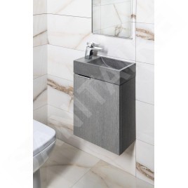 Sapho Small - Lave-mains 400x220 mm, sans trop-plein, un trou de robinetterie à droite, granite noir AR403