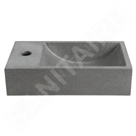 Sapho Small - Lave-mains 400x220 mm, sans trop-plein, un trou de robinetterie à droite, granite noir AR403