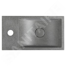 Sapho Small - Lave-mains 400x220 mm, sans trop-plein, un trou de robinetterie à droite, granite noir AR403