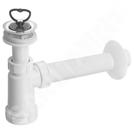 Bruckner Accessoires - Siphon de lavabo 1 1/4, sortie et bouchon, bonde 40 mm, blanc 151.112.0