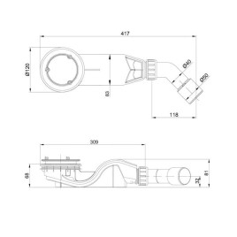 Bette Accessoires - Garniture de vidage pour receveurs de douche, sortie horizontale, ebano B598-434