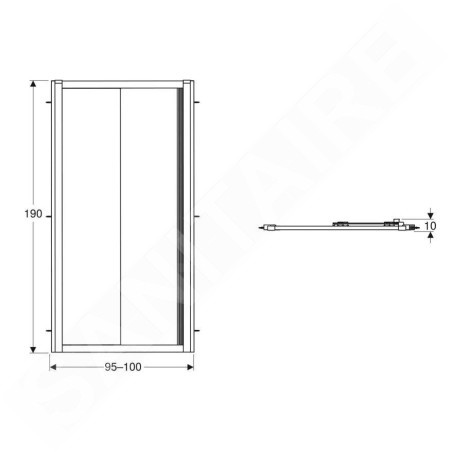 Geberit GEO - Porte de douche 100x190 cm, argent/verre clair 560.133.00.2