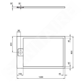 Ideal Standard i.Life - Receveur de douche 120x80 cm, Anti-Slip, gris T5220FS