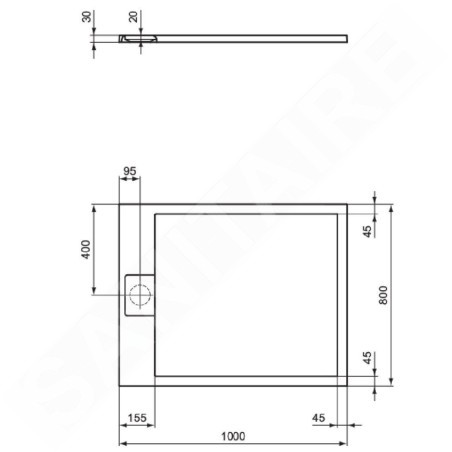 Ideal Standard i.Life - Receveur de douche 100x80 cm, Anti-Slip, blanc T5223FR
