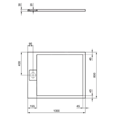 Ideal Standard i.Life - Receveur de douche 100x80 cm, Anti-Slip, gris T5223FS