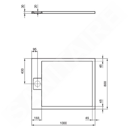 Ideal Standard i.Life - Receveur de douche 100x80 cm, Anti-Slip, noir T5223FV