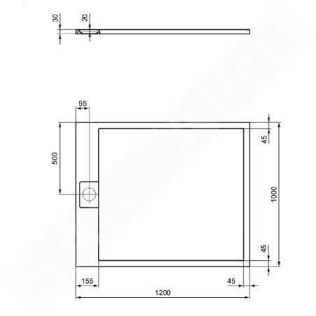 Ideal Standard i.Life - Receveur de douche 120x100 cm, Anti-Slip, gris T5228FS
