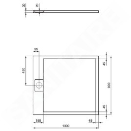 Ideal Standard i.Life - Receveur de douche 100x90 mm, Anti-Slip, noir T5231FV