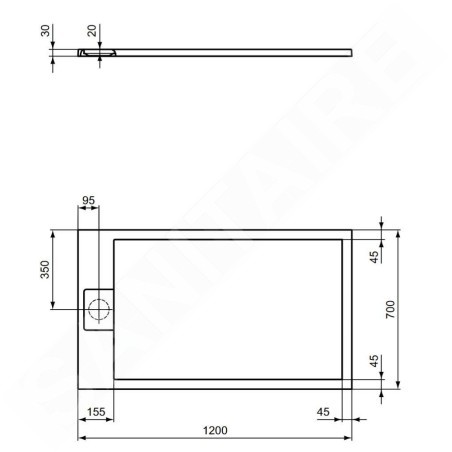 Ideal Standard i.Life - Receveur de douche 120x70 cm, Anti-Slip, gris T5233FS