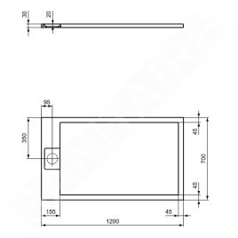 Ideal Standard i.Life - Receveur de douche 120x70 cm, Anti-Slip, noir T5233FV