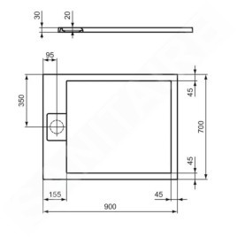 Ideal Standard i.Life - Receveur de douche 90x70 cm, Anti-Slip, blanc T5237FR
