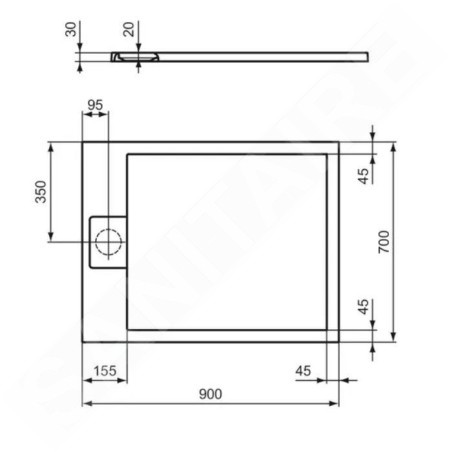 Ideal Standard i.Life - Receveur de douche 90x70 cm, Anti-Slip, blanc T5237FR