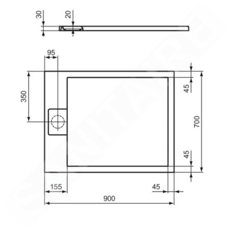 Ideal Standard i.Life - Receveur de douche 90x70 cm, Anti-Slip, noir T5237FV
