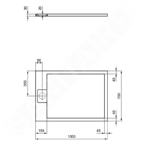 Ideal Standard i.Life - Receveur de douche 100x70 cm, Anti-Slip, blanc T5240FR