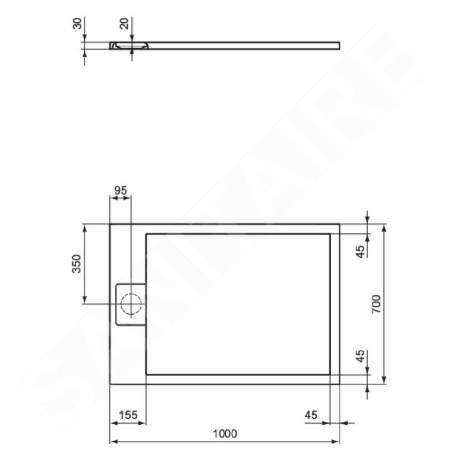 Ideal Standard i.Life - Receveur de douche 100x70 cm, Anti-Slip, gris T5240FS